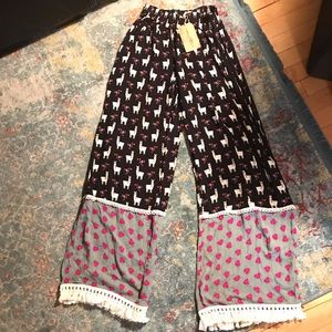 Boho beachy pant with fringe cuffs